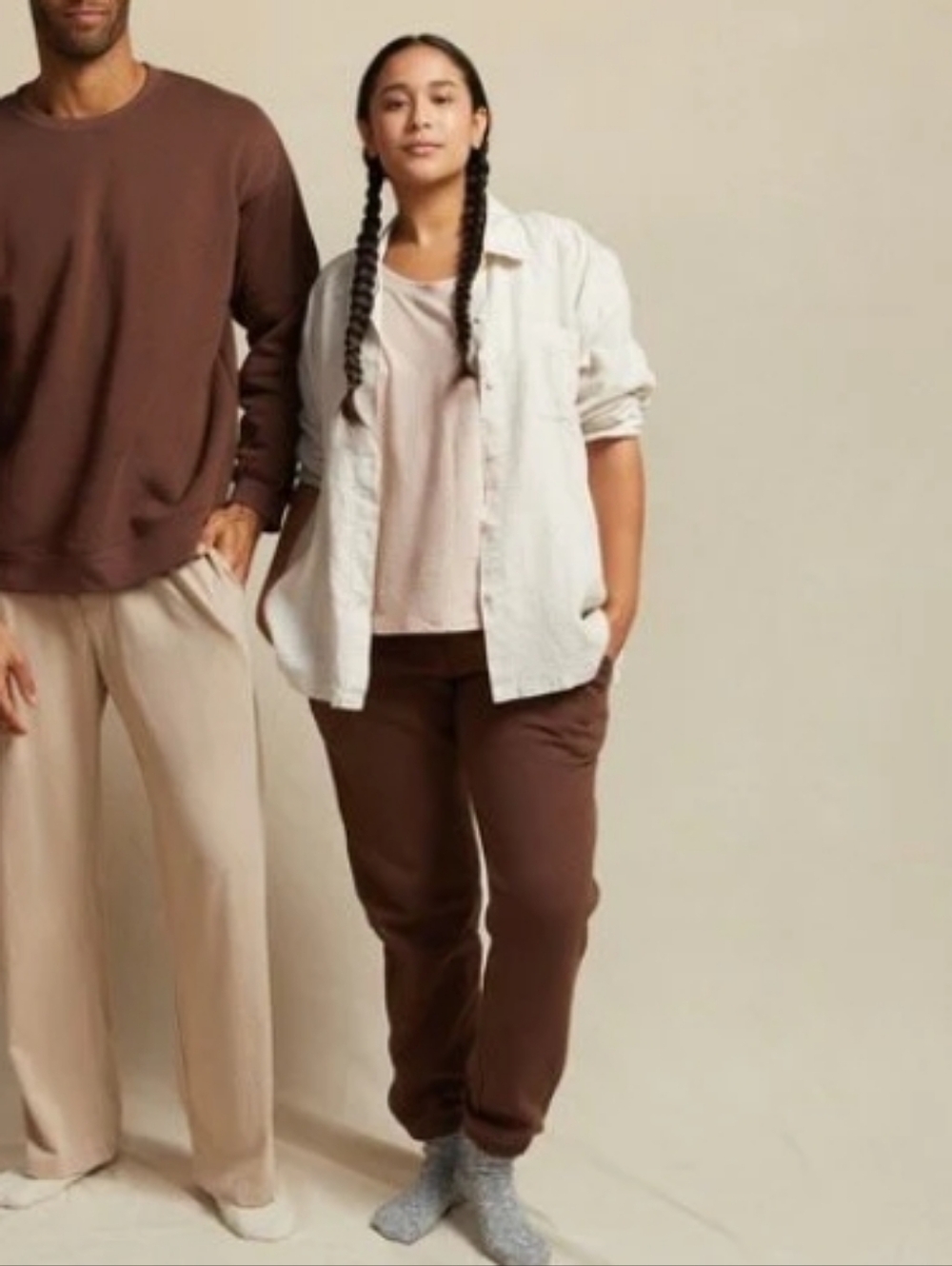 Parachute Home Organic Raisin (Brown) Hidden-Drawstring Elastic Jogger Pants